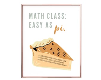 Math Classroom Poster: Easy as Pi, Algebra Teacher Sign (Printable)