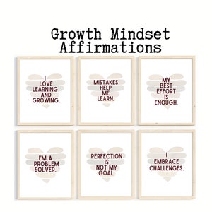Growth Mindset Posters; Daily Affirmations; Positive Thinking Posters; Calming Corner; The Power of Yet Classroom Decor; Social Emotional