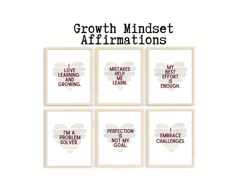 Embrace Problem Growth Mindset Posters; Daily Affirmations; Positive Thinking Posters ...