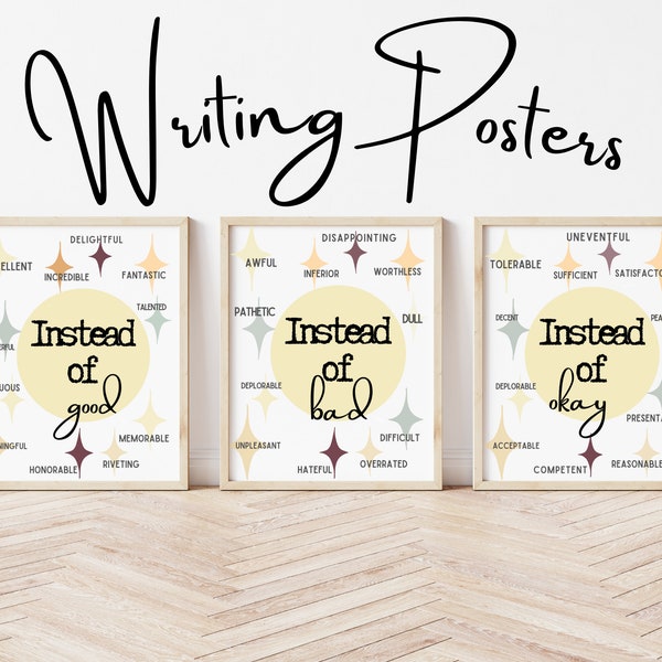 Grammar Posters; Middle School English Classroom Posters; Writing Poster Set for High School English Class; Printable Classroom Decoration