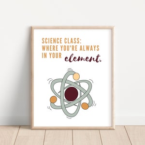 Poster scheikunde klas; Decor wetenschapsklas; Wetenschapshumor; Grappige wetenschapsposter; Chemie Lab-decoratie; Wetenschapskunst op middelbare school
