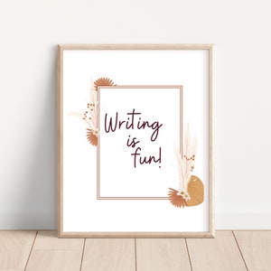 Writing Poster; Middle School English Classroom Posters; Boho Classroom Decor; High School English Classroom Decoration; Digital Download