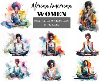 African American | Afro | Woman | Watercolor | Clip Art | Illustration