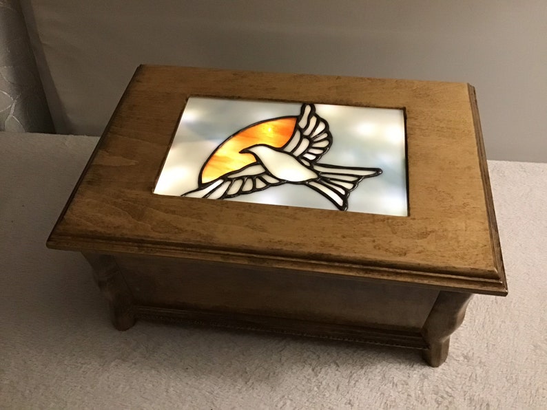Maple Wood and Dove Stained Glass Urn Etsy