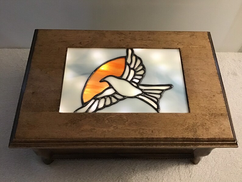 Maple Wood and Dove Stained Glass Urn Etsy