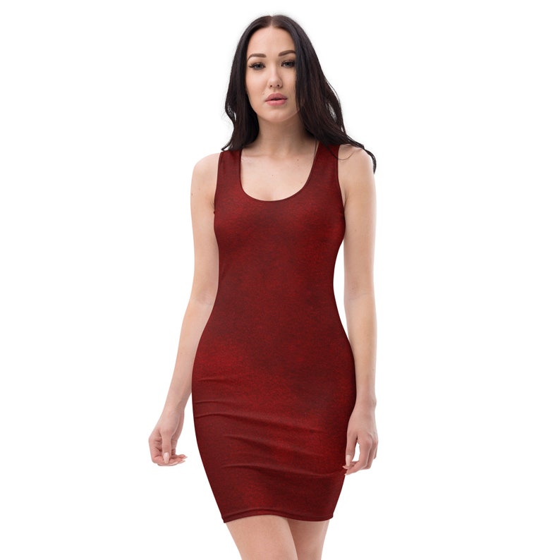tight red velvet dress
