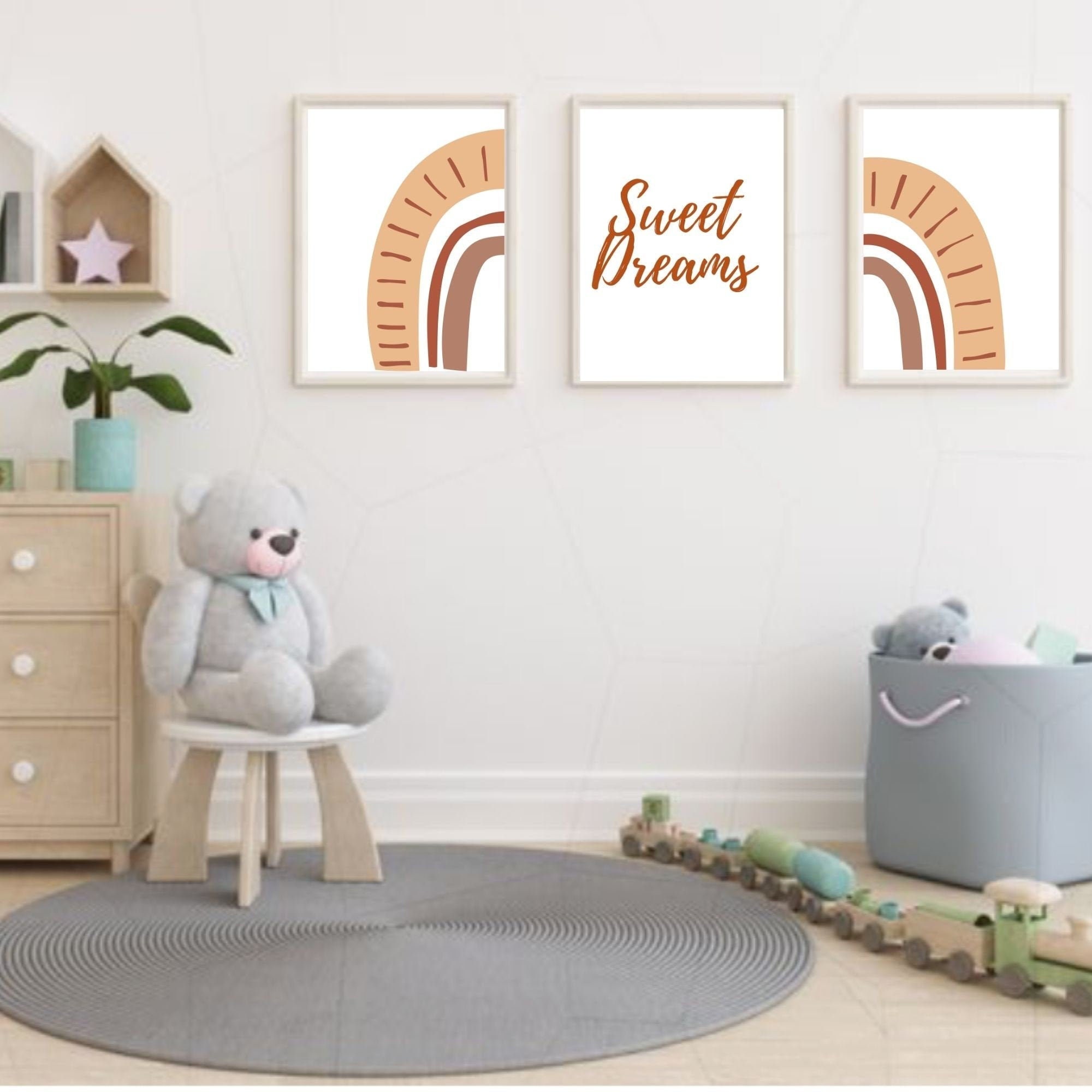3 Piece Neutral Rainbow Set Nursery Decor Baby Decor Etsy