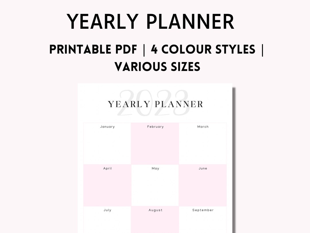 Yearly Printable Planner 2023 Year Planner Minimalistic Etsy