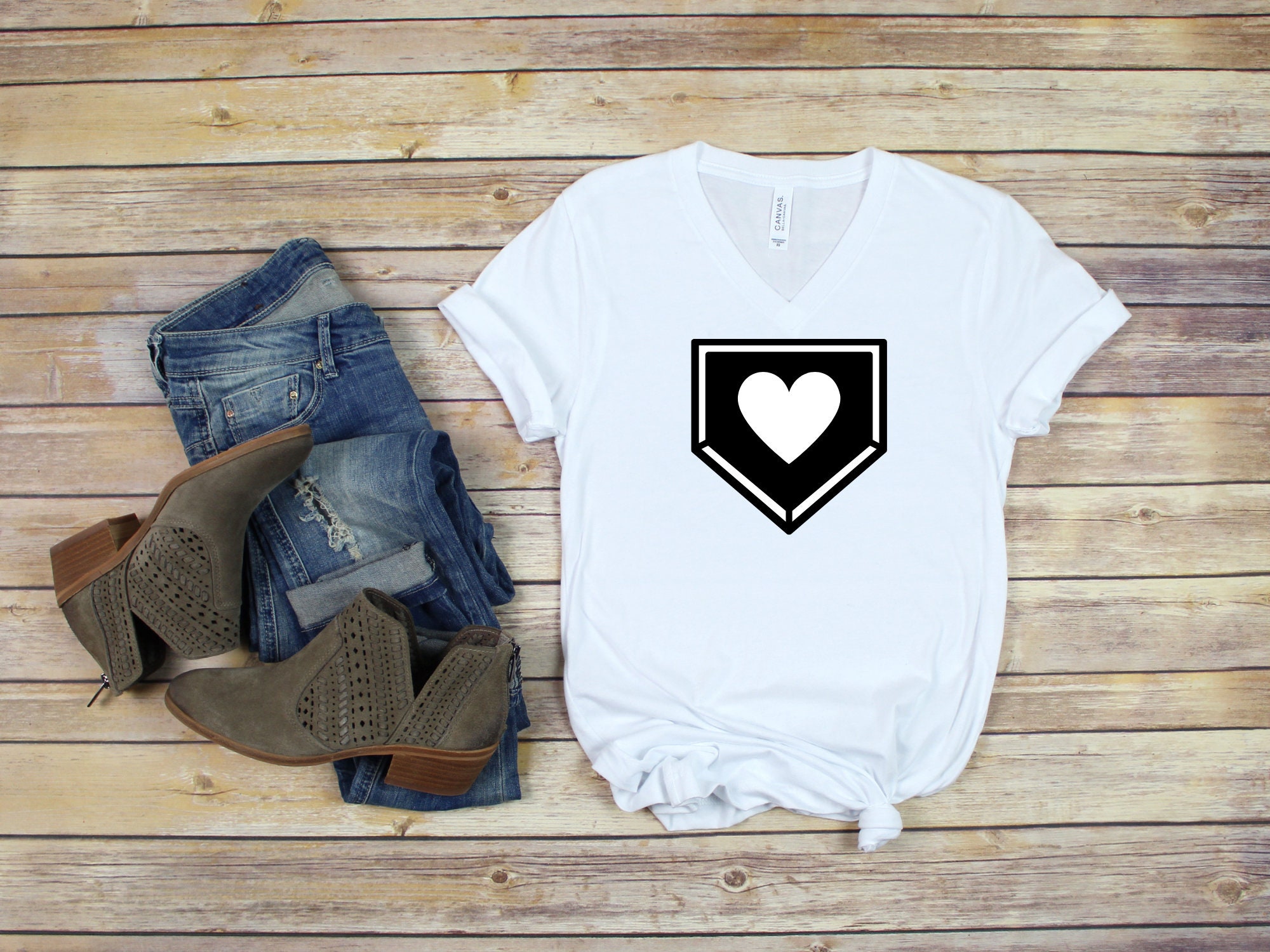V-neck T-shirt Baseball Mom - Etsy 