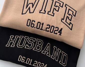 Custom wife sweatshirt, custom sweatshirt for her ,mr and mrs, matching wedding jumpers, newlywed jumper, honeymoon sweatshirt, couple gift