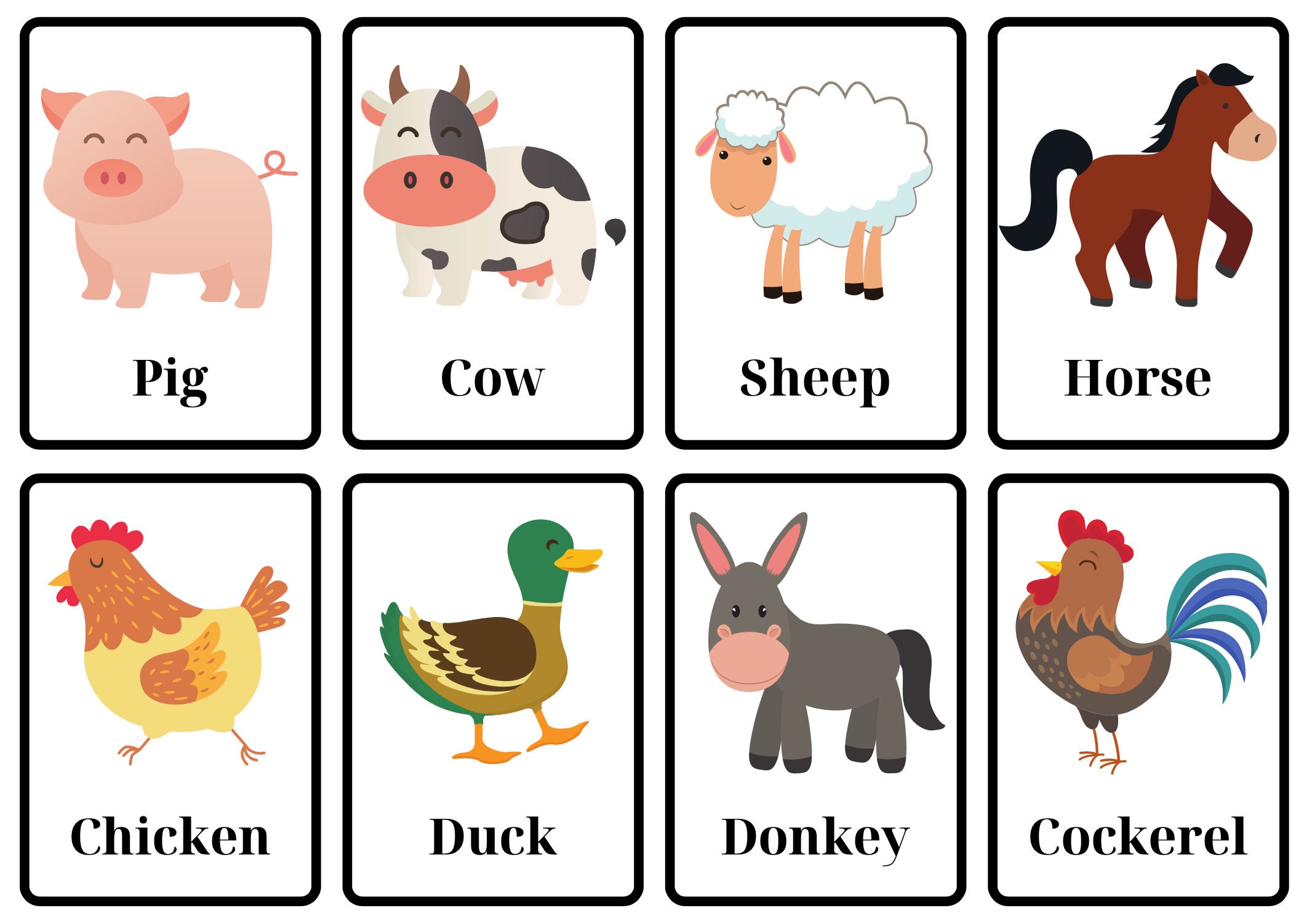 Farm Animal Flashcards - Etsy Canada Farm Animal Flashcards - Etsy Canada