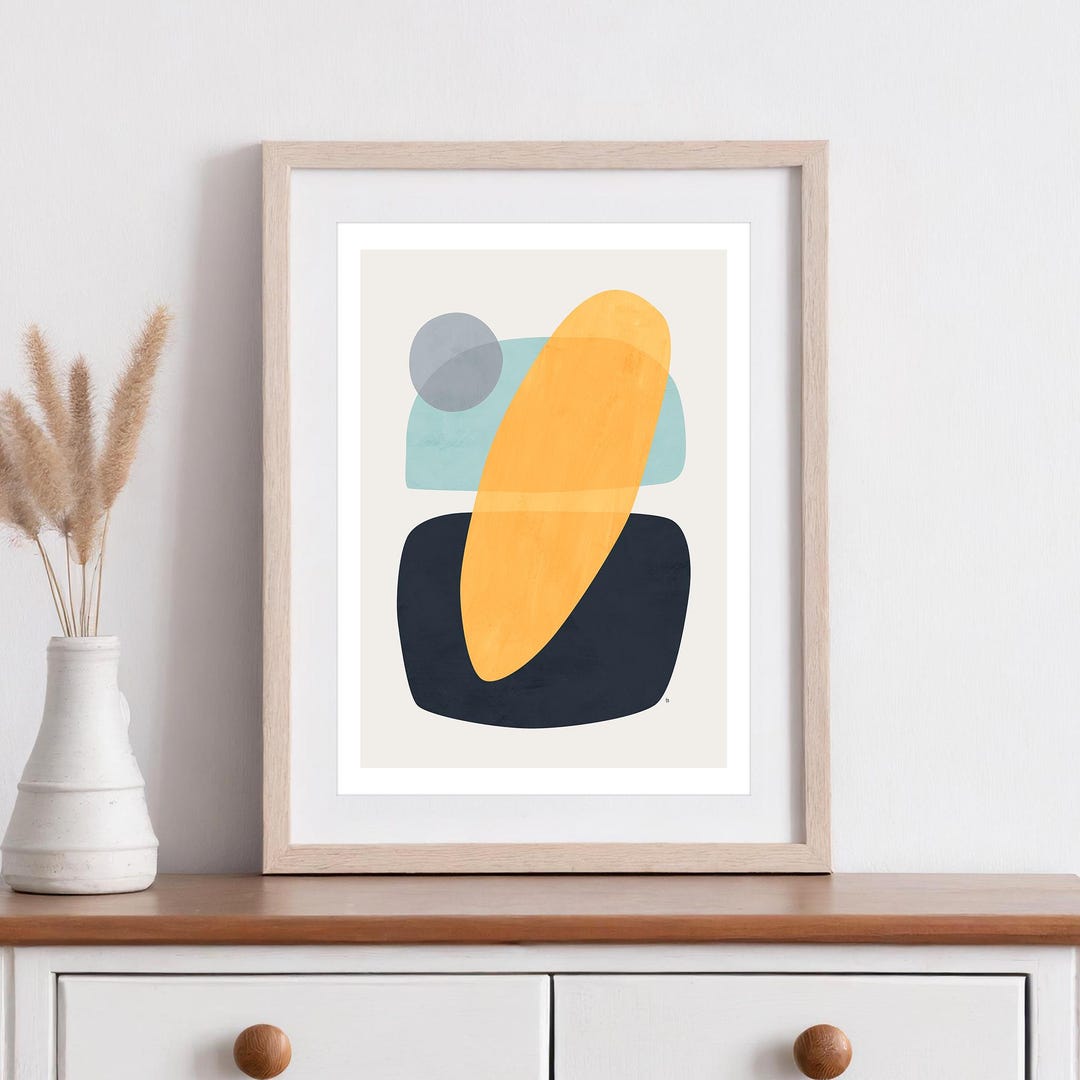 Galiena - Modern Abstract Art Print | Vibrant Yellow and Blue Wall Art ...