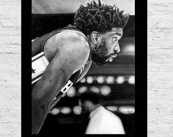 Impresión de Joel Embiid de los 76ers / Arte de baloncesto de 28 x 35 cm / Ilustración del MVP de los Philadelphia Sixers / Regalo para fans de la NBA / Reproducción de dibujo original