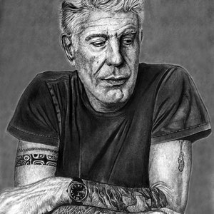 Impressão artística de Anthony Bourdain - 11"x14" - Esboço