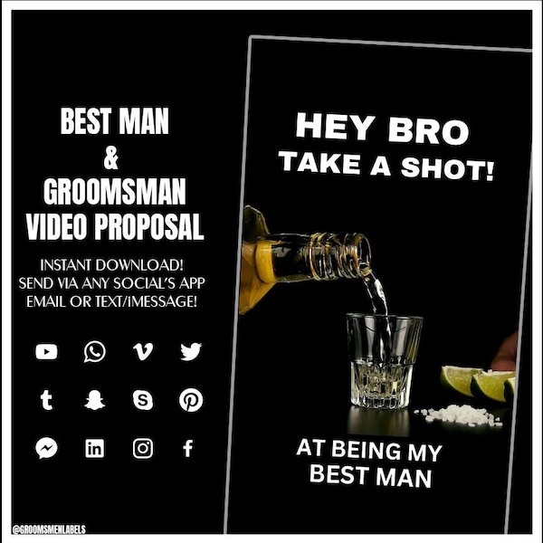 Groomsman proposal video, will you be my groomsman, best man proposal, Video, Instant Download! Text message digital invitation/proposal