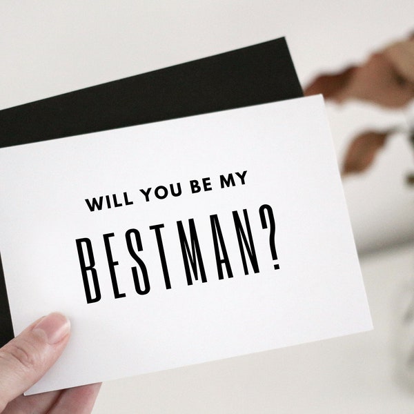 Will you be my Groomsman / Bestman card, Groomsmen proposal, bestman proposal, groomsman invite, black and white, card invitite, wedding