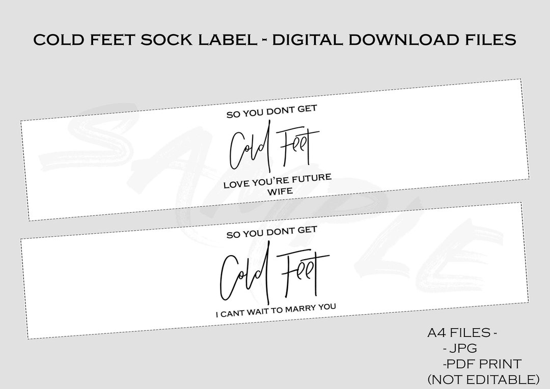 So You Don't Get COLD FEET Sock Label Digital Download Etsy