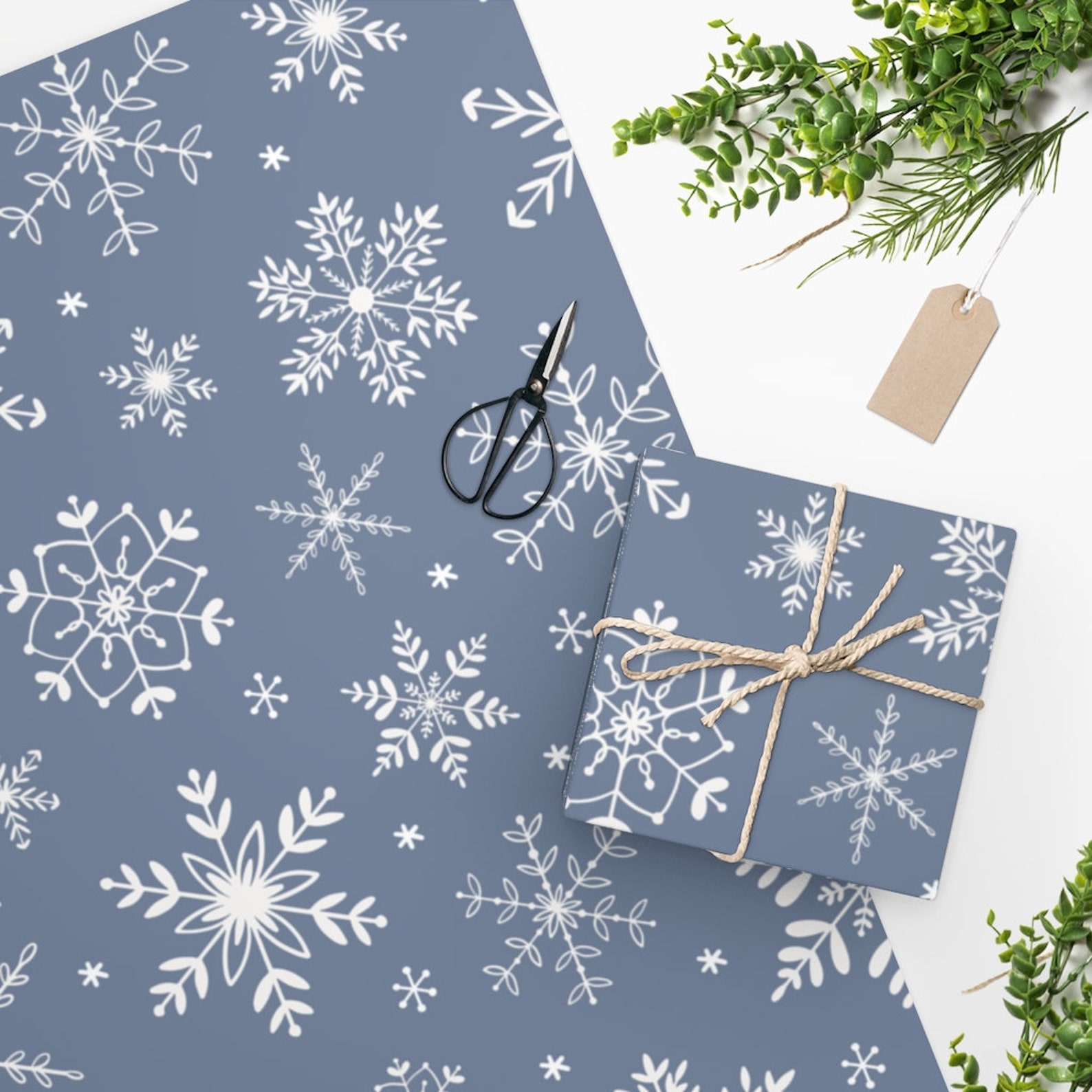 Snowflakes Wrapping Paper Roll Christmas Gift Wrap Holiday Etsy