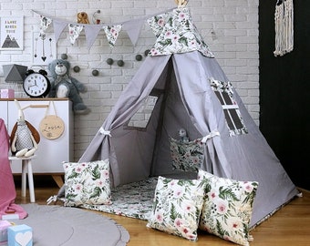 Mooie Kinderen Spelen Tent TIPI SET Tipi Tipi Wigwam Indian Tent voor meisjes of jongens met vloermat kussen stabilisator in de tuin