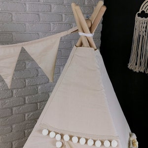 Bel ensemble de tente tipi pour enfants, tente indienne, tente de jeu, intérieur et extérieur, basique beige écru image 6