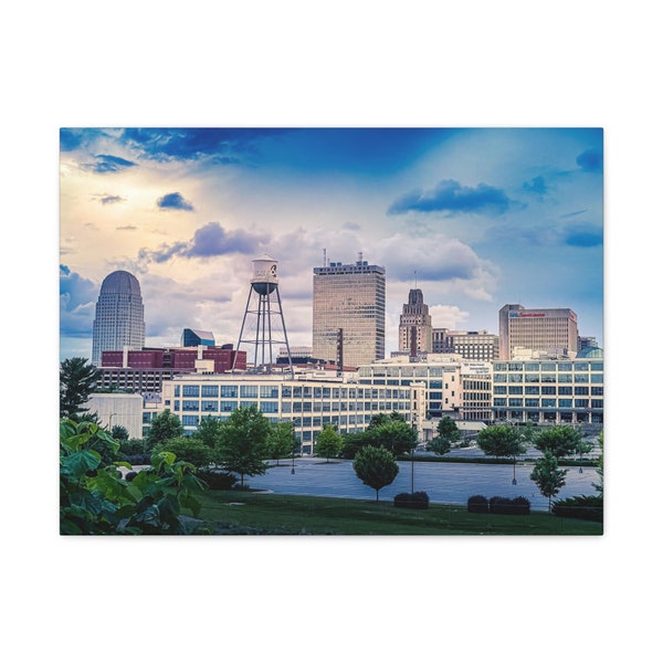 Skyline Canvas Gallery Wraps, Winston Salem wall art, North Carolina canvas print, skyline wall decor, cityscape canvas, gifts for mom