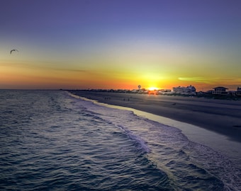 Impresión de puesta de sol en Atlantic Beach, arte mural de playa de Carolina del Norte, impresión fotográfica de Outer Banks, arte de Outer Banks, impresión fotográfica de Carolina del Norte, regalos de Carolina del Norte para mamá