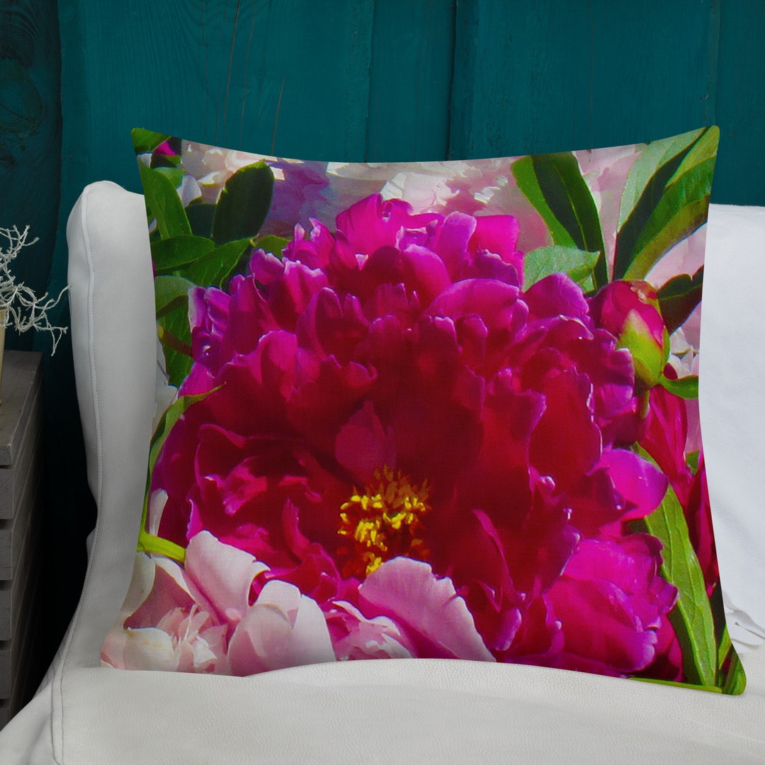 Happy Premium Pillow Floral Print Pillow Home Decor Etsy