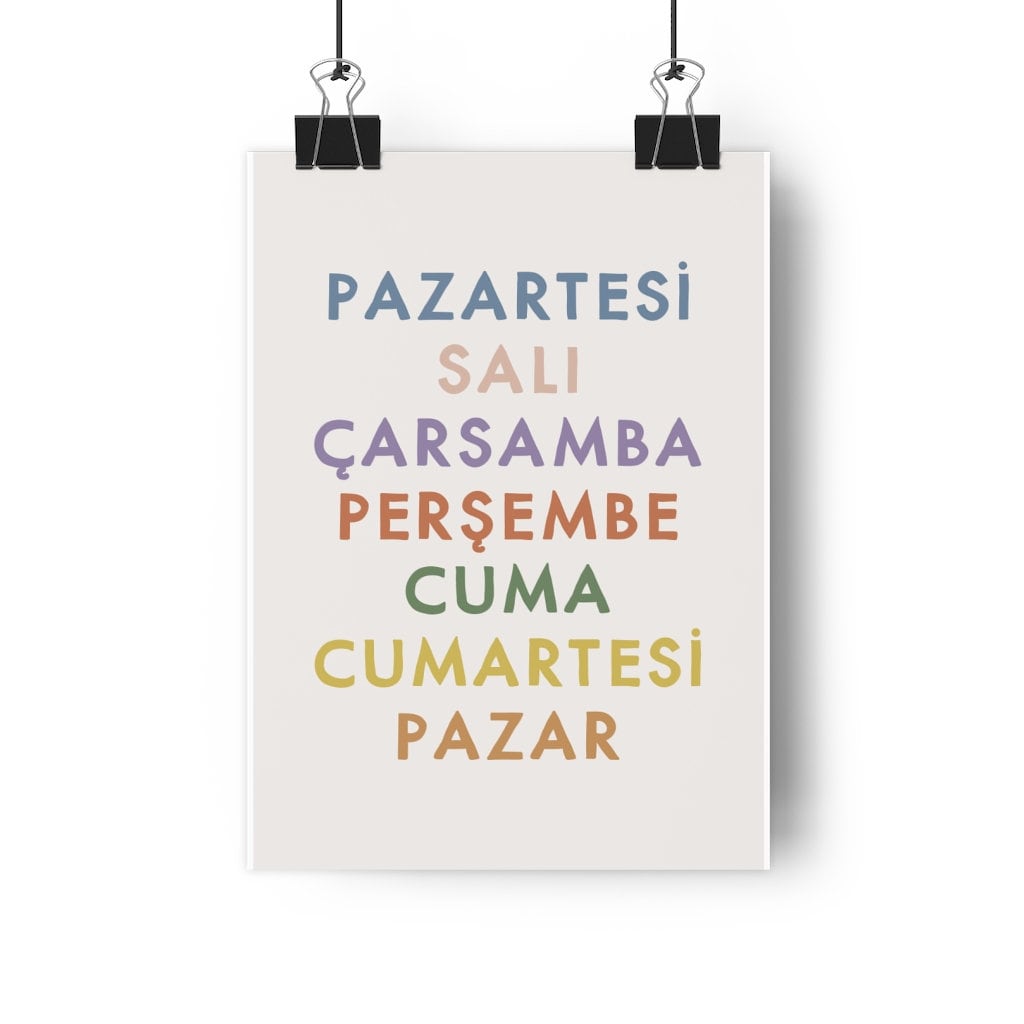 Learn Turkish - Days of the Week | Haftanın Günleri - Etsy