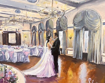 Live Wedding Painting 24x30” - live event painting, live wedding painter, wedding gift idea, live painting