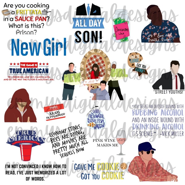 New Girl Digital Download, Wasserrutsche, Bild, Clip Art, Sticker