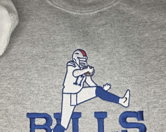 Embroidered Buffalo Football Quarterback Crewneck, Bills Mafia Game Day Sweatshirt