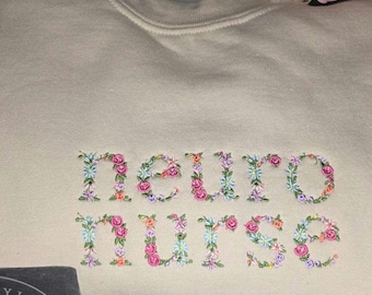 Embroidered ‘Neuro Nurse’ Floral Sweatshirt –Gift for Nurses, Medical Staff, Nurse Appreciation