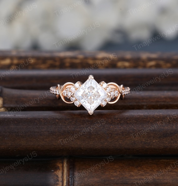 Vintage princess cut wedding rings sale