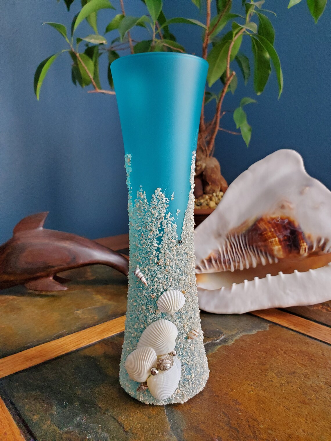 Coastal Bud Vase w/Shells and Sand | Etsy