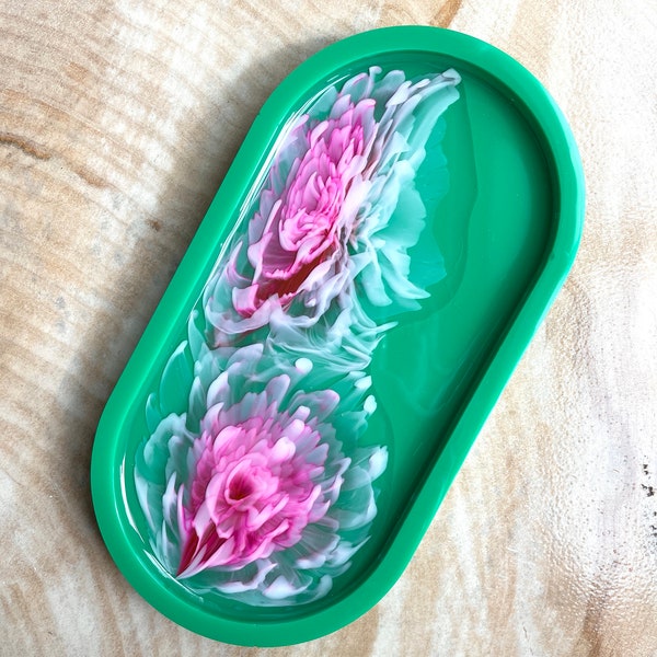 Spring is Here bloom Oval Tray / Jewelry Dish, Kitchen Soap Tray, Vanity Tray, Trinket Tray, Candle Tray, Bathroom Soap Dish