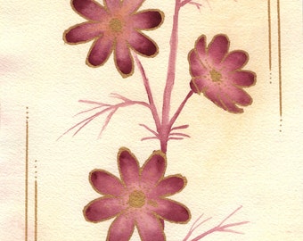 Watercolor Flower Painting with the Garden Cosmos, Cosmos Flowers, Original Painting, Wall Art, Mothers Day Gift