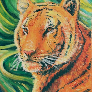 虎の絵画 19х27インチ - 大型アクリル画 - 虎の肖像画