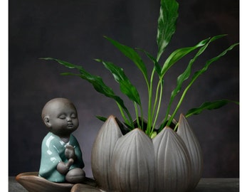 5.3/"Chinese Yixing Zisha Pottery Purple Clay Handmade Orchid Small Flowerpot Pot