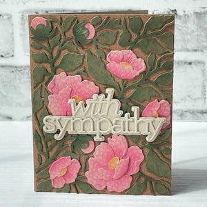 Mit Beileidskarte, Beileidskarte, Beileidskarte, Ermutigungsgeschenk, Vintage Rosen, Honigbienen-Stempel, rosa Rose-Notizkarte, hier für Sie