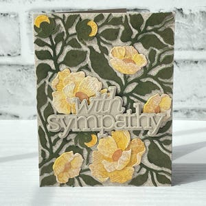 Mit Beileidskarte, Beileidskarte, Beileidskarte, Ermutigungsgeschenk, Vintage Rosen, Honigbienen-Stempel, Gelbe Rose Notecard