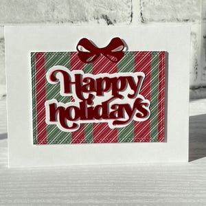 Tarjeta de regalo con mensaje "Felices fiestas", tarjetas en blanco con mensaje "Feliz Navidad", tarjetas de felicitación en blanco, tarjeta de regalo, intercambio de regalos, SimonSaysStamp