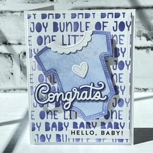 Tarjeta de baby shower púrpura, bebé esperando, mono de bebé de bienvenida, tarjetas de felicitación de baby shower adorables, regalo de nuevo bebé, tarjeta de notas de felicitaciones