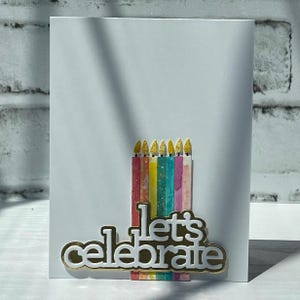 Candele HBD, Biglietti di buon compleanno, Festeggiamo le carte, Carta spettro arcobaleno, Candele multicolori, Carta A2 pieghevole superiore, Carte vuote