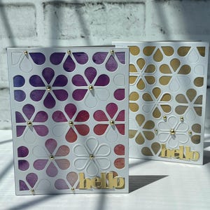Tarjetas de abeja de miel, Hola, regalos pensando en ti, conjunto de tarjetas de felicitación en blanco, soporte de tarjeta de regalo de papel estampado, conjunto de tarjetas de notas, conjunto púrpura