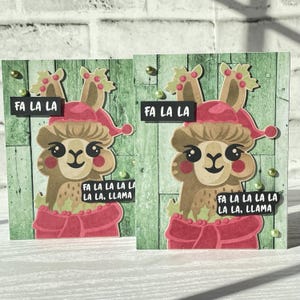Fleece Navidad, Feliz Navidad, cartões de Natal Punny, cartões em branco, dois pacotes, Fa-La-La-Llama, Fa La La, presentes de Natal para crianças