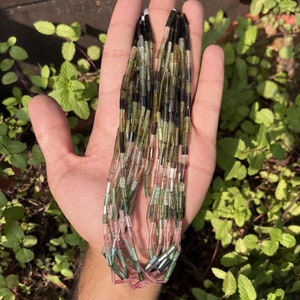 Rare! AAA+ Quality Multi Tourmaline Plain Tubes Beads, Multi Color Stone Tubes Strand, Loose Tourmaline Smooth Tube Beads for Jewelry Making