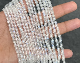 Rainbow Moonstone Small Faceted Rondelle AAA+ Quality Rainbow Moonstone Beads Small Size Rainbow Moonstone Bead Strand Necklace Gift For Her