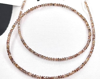 Hochwertige, facettierte Diamant-Rondelle-Perlen in AAA+-Qualität, naturbraune Diamantperlenkette, wunderschöne, klare Diamantperlen