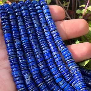 Perles en forme de disque lisse Lapis Lazuli,brin de perles en forme de disque Lapis Lazuli, perles Lapis Lazuli Heishi,bon pour fabrication