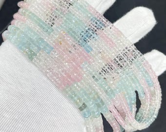 Perline Heishi sfaccettate multi acquamarina naturali, perline sfaccettate a forma di pneumatico da 4, 5, 6 mm, perline a forma di ruota di acquamarina